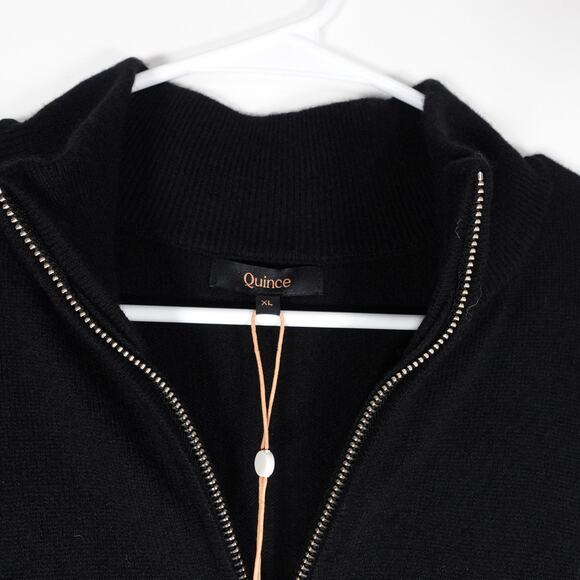 New Quince Men’s Black Mongolian Cashmere Quarter Zip Sweater Luxury XL 3505 - Picture 5 of 9